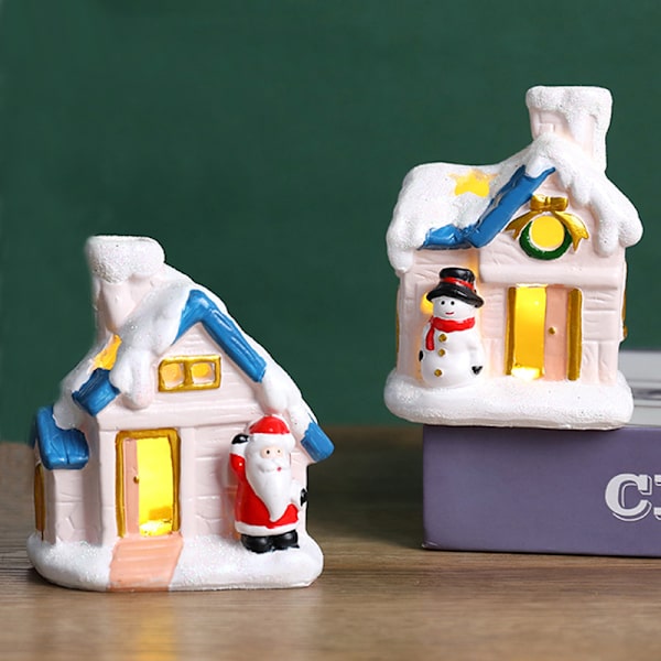 Julljus Litet hus Jultomte Snögubbe Ornament Presenter Lätt europeisk snögubbe 7 * 6,5 * 11cm