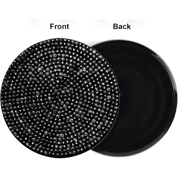 Bling Mugghållare Bil 2st Interiörtillbehör Crystal Rhinestone Universal 2,77 tum Insert Coaster Silikon Anti Slip, Black Diamond