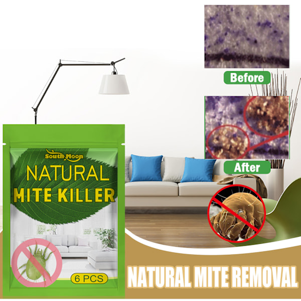 6st / förpackning-dammsugarekvalster-mördare eliminator natur för säng lakan soffa