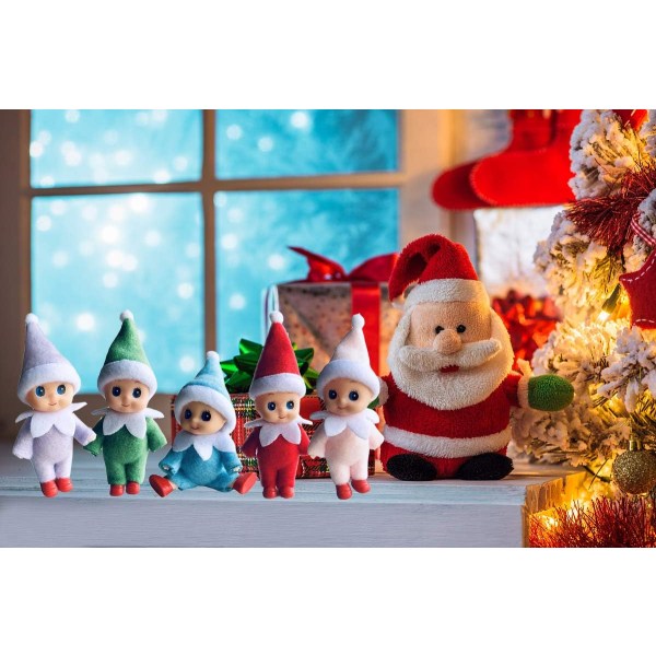 Tiny Baby Elf Doll - Miniatyr Elf Juldekoration - Newborn Present - Baby Grow Elf Dolls med fötter och skor (röd)