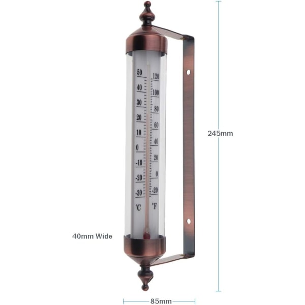 Utomhustermometer med mätare, bronseffekt - Snygg utomhus trädgårdstermometer Lämplig för utomhustemperatur, växthus, garage, lätt att hänga