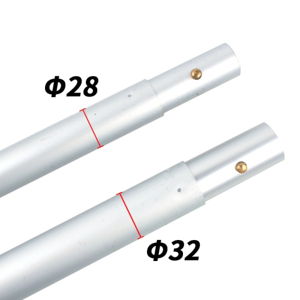 Utomhus stor takstång 32 mm tjock stödstång aluminiumlegering tältstång 4-sektionerad markis dörrstångsstång