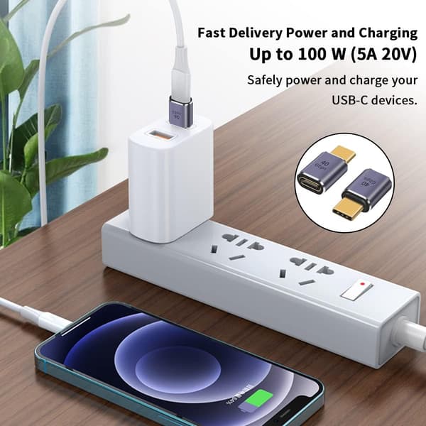 40 Gbps USB C-förlängningsadapter, 2-pack USB C 8K@60Hz hane till hona förlängningsadapter, USB C 3.2 PD 100W Typ C-stöd USB4 Thunderbolt 3/4-kontakt