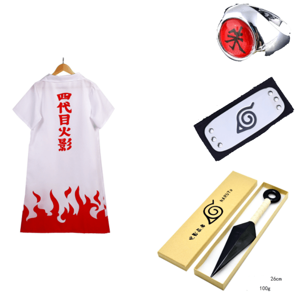 4 stk. Naruto Shippuden Akatsuki Hokage Kappe Frakke Anime Cosplay Kostume Halloween (L størrelse)