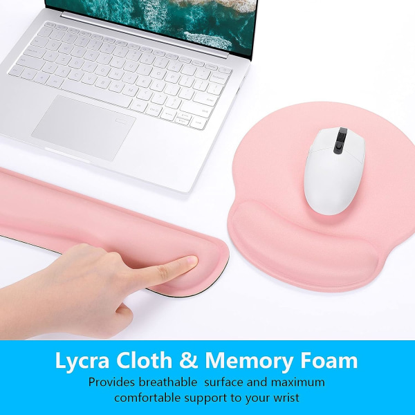 Tangentbords handledsstöd och musmatta med handledsstöd, Memory Foam handledsstöd för tangentbord och set, Ergonomisk handledsdyna med halkfri bas för E