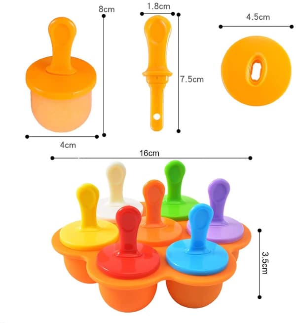 Isform, Ispind Is Silikoneform, Genanvendelig DIY-form, Orange