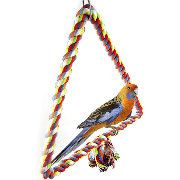 Fågel Triangel Rep Gunga Färgglad Abborre Tuggleksak för papegojor Budgie Budgie Cockatiel Cockatoo (S)