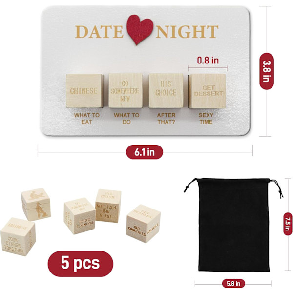 Date Night Terning, Morsomt Par Terningespill, Bærbar Par Tre Terningesett For Voksne Kvinner Menn Mann Kjæreste Kjæreste Jul Valentinsdag