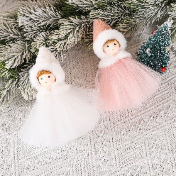 2 jul plysch gasbinda klänning ängel hängande prydnadsföremål Barn härlig flicka docka present julgranshänge 16*11*5cm