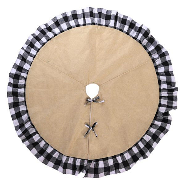 Julepynt plaid indpakket linned juletræstæppe højkvalitets plaid juletræ bundforklæde sort