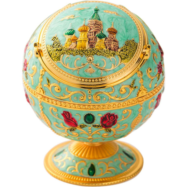 Vintage Metall med Lokk Globe Askebeger Europeisk Hotell Stue Kontor Hotell Kunstverk Vindtett Askebeger Kreativ Dekorativ (Himmelblått Slott)