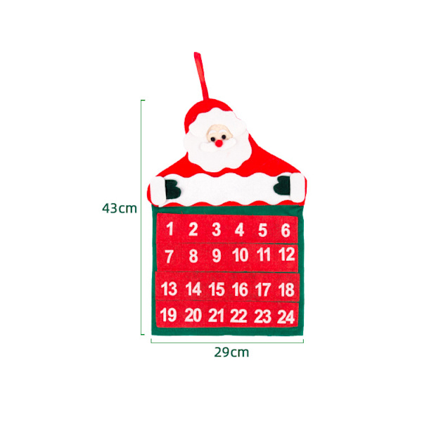 Julekalender, jule nedtællingskalender julekalender fløjl varm gammel kalender julepynt