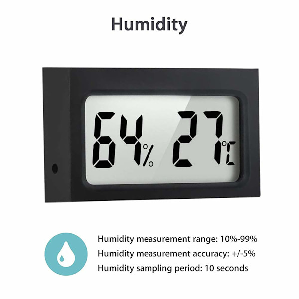 5-pack Mini Digital termometer Temperatur Fuktighet Termometer Digital Hygrometer Inomhustemperatur Fuktighet Svart