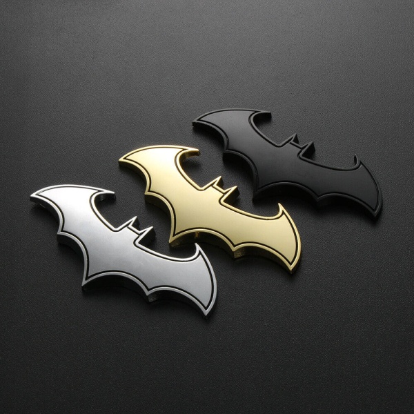 1X Chrome Metal Badge Emblem Batman 3D Car Tail Decal Logo Sticker Accessories (Golden)