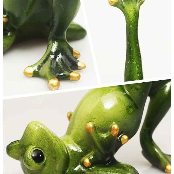 Kreativ Håndverk Resin Frosk Figur Statue Dekorasjon, Morsom Personlig Rytme Frosk Yoga Grønn Frosk Maskot Ornament Samling Hjemmekontor Dekorasjon (Oppd