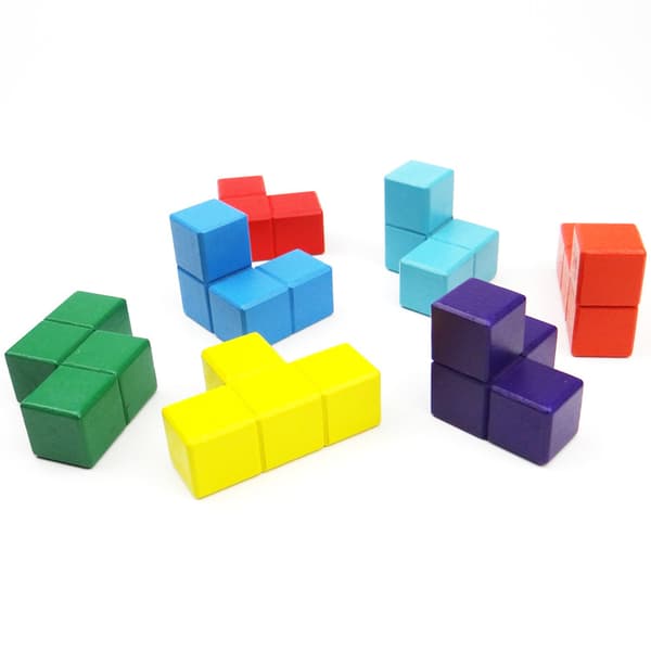 Børnelegetøj Tetris Cube Legetøj Træ 3d Farve Puslespil