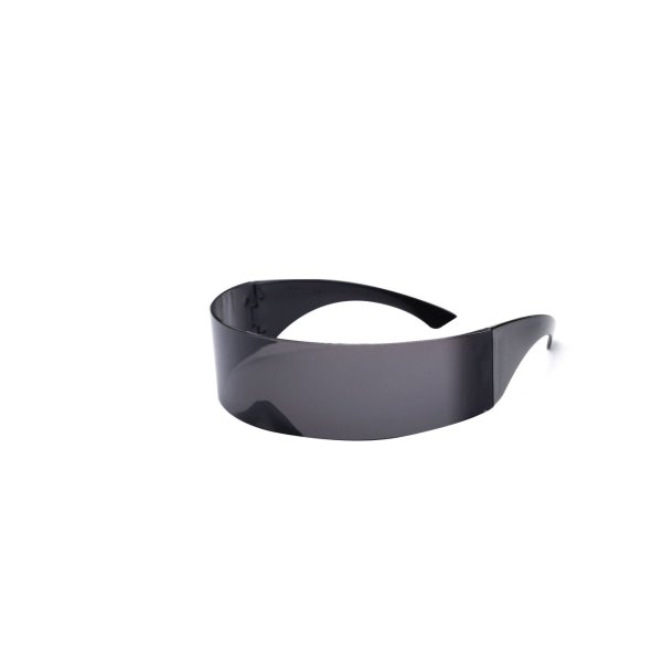 80-tal Futuristic Cyberpunk Cyclops Visor Solglasögon med Semi-Tr