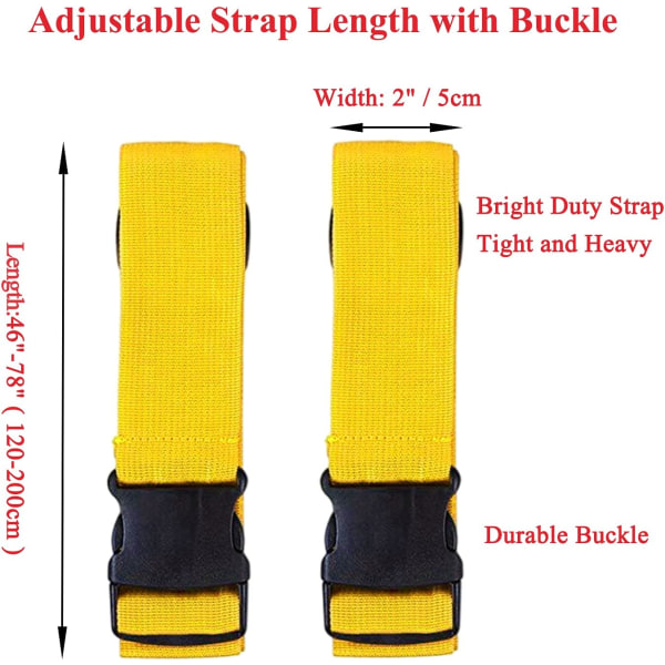2-pack justerbara remmar med snabbspänne för resväskor, ljusa färger, gul
