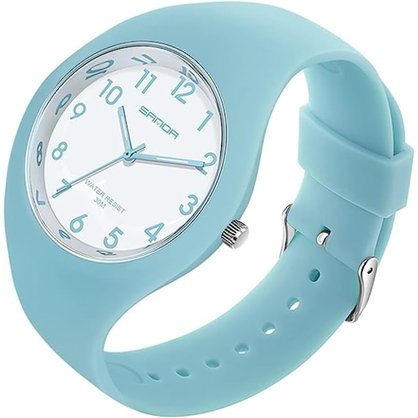 1 Fashion Jelly Series Silikonband för damer elektroniskt kvarts sportvattentät watch (blå）