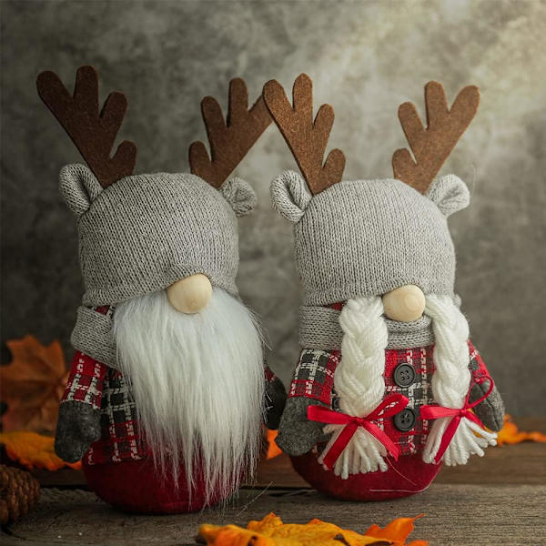 Joulutonttu pehmokoristeet, 1 kpl, käsintehty ruotsalainen Tomte skandinaavinen tonttunukke koriste, seisova poro tonttu joulupöytäkoriste