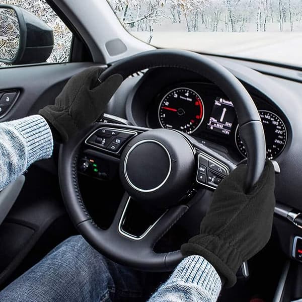 Vinterhandsker Touch Screen Handsker med Håndfladepatch Termisk Fleece Isolering til Mænd og Kvinder Sort, L