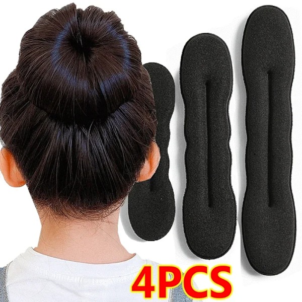 4Pcs Hårstyling svamp, plast lockigt hår slinga, hårsnodd, pannband, twist, munk, bulle, papiljotter, hårsnoddar, hårverktyg