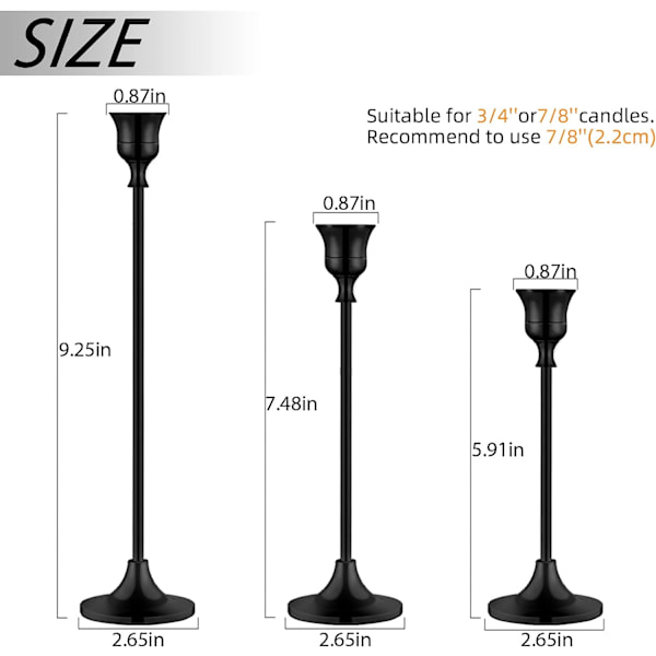 3-delad ljusstake, ljusstake, konisk ljusstake, retromodern dekoration, ljusstake, lång ljusstake, öppen spis, festrestaurang