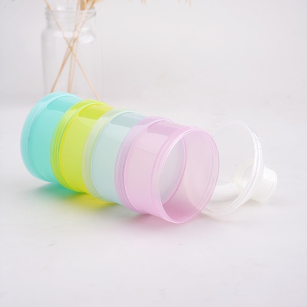 4-lags melkeerstatningsdispenser for baby, formelbeholder for reise, sølesikker, stablebar oppbevaringsbeholder for babysnacks med håndtak, BPA-fri, 2 P