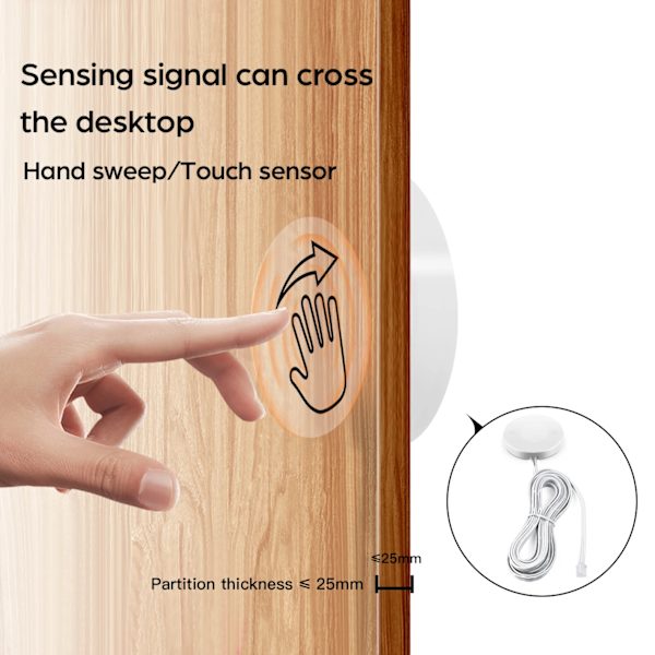 Ny mode stansfri beröringsbrytare 5A Penetrerande Trä Glas Hand Svepa Sensor Viftande Dimning Arbete Med 12V / 24V LED-ljus white