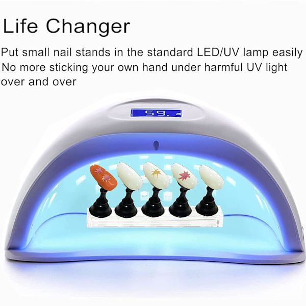 10 st nagelställ för pressning, nagelställ i falsk akryl, övningsställ för nagelvisning med magnetisk bas, spikspetshållare för salong och hemma gör det själv
