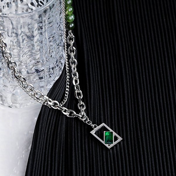 Miesten monikerroksinen yhdistetty kaulakoru, high street -tyyli, kaikkiin asuihin sopiva niche-design hip hop -kaulakoru, yksinkertainen edistyksellinen titaaniteräksinen choker 53cm