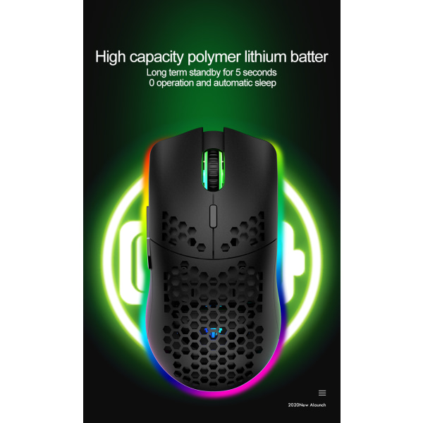 Ultralet RGB Gaming Mus | Honeycomb Skal | 65 Gram | maks. 12000 cpi | USB Kabel | 6 programmerbare knapper | On-Board Hukommelse | Anti-skrid Grip