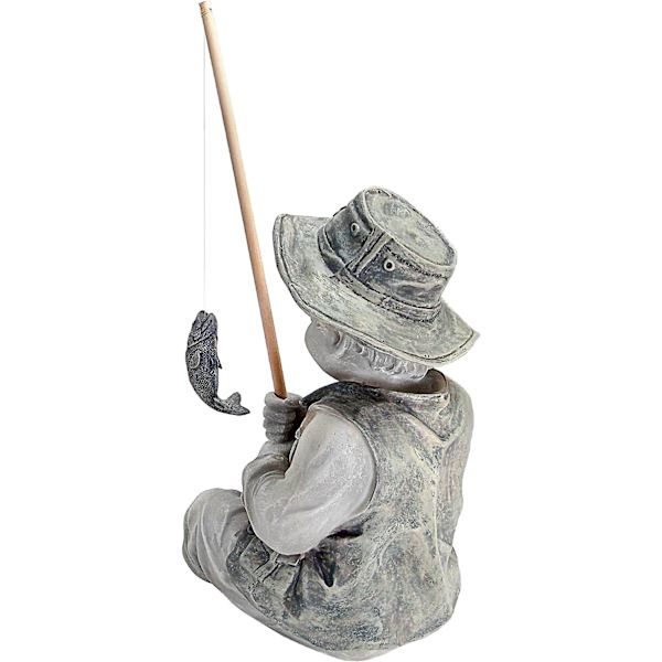 Frederic, pieni kalastaja Avignonista, kalastajapatsas puutarhaan, 13 cm, polyresiini, kaksi kiven sävyä