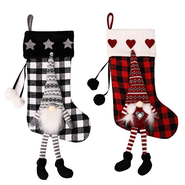 2 STK rød blackfoot julestrømper julepynt gavepose dekorationer arrangement