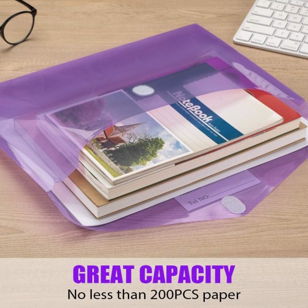 10 Pakk Plast Konvolutt Poly Konvolutt, Klar Dokumentmappe Pl