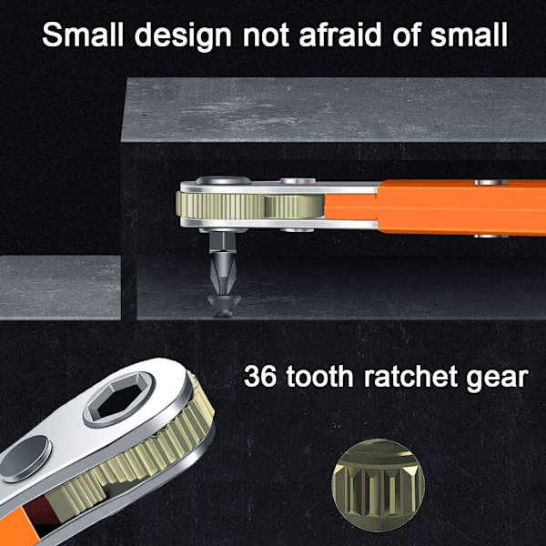 Räikkäruuvimeisselisarja 13 KPL 110 mm, 1/4\" Miniräikkävääntimet ja 12 mallin ruuvikärkeä 1/4 tuuman High Torque Mini Ratcheting Reversib -kiinnityksellä