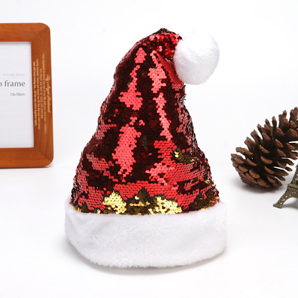 Julhatt Två paljetter + kort plysch julhatt Glitter julhatt