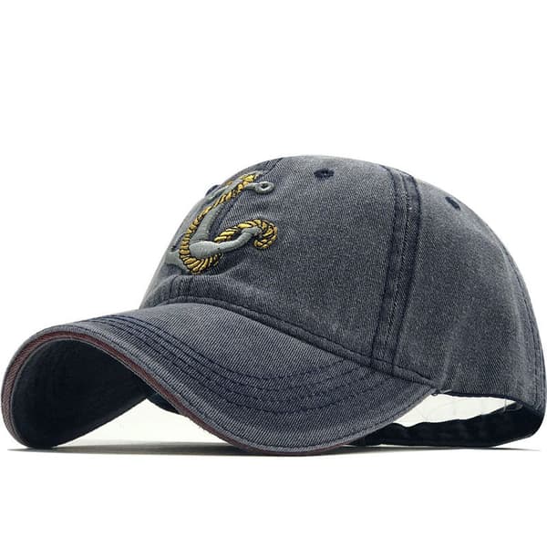 Retro Båtanker Brodert Denim Baseball Caps (blå)
