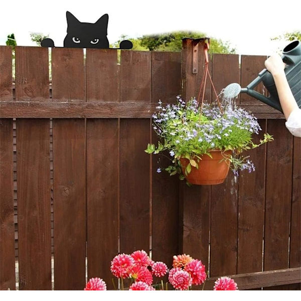 22cm x 14,5cm Metall trädgårdskattstaty, svart kattstatydekoration, utomhusträdgårdsprydnader, siluettdekor, kattpresenter till kattälskare, vårdekor