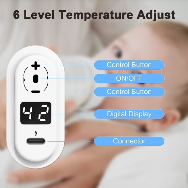 Bärbar baby , PUIDSELLY USB mjölkflaskvärmare, reseflaskvärmare med LCD-skärm, termostat bröstmjölk för baby (blå)