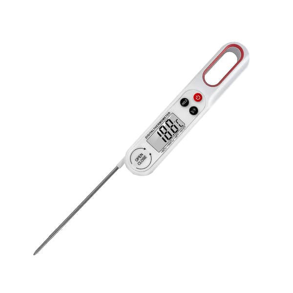 Digitalt madtermometer, foldbart, øjeblikkelig aflæsning, grilltermometer (hvid)