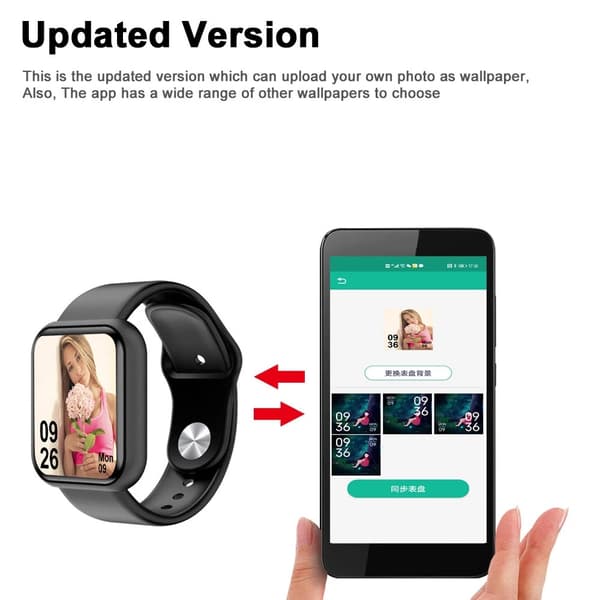 D20 Pro Smartklocka Y68 Bluetooth Fitness Tracker Sportklocka Pulsmätare Blodtryck Smartband för Android IOS