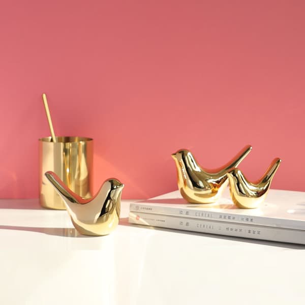 2-pack Guld Keramiska Djurstatyer Heminredning Modern Stil
