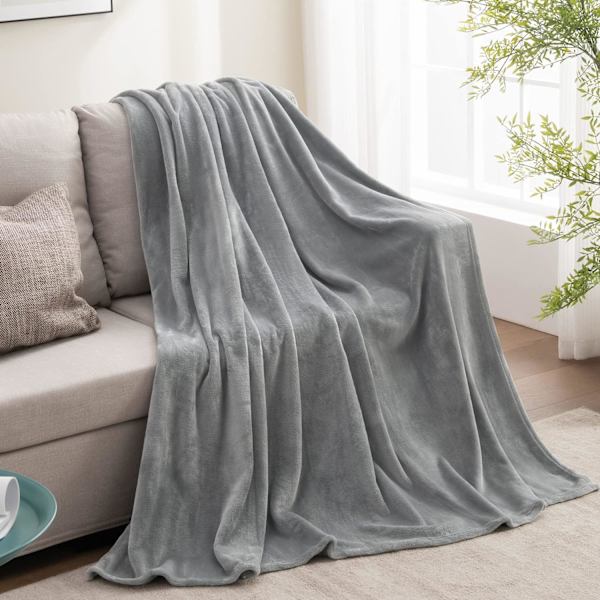 Fleece Tæpper Grå Dobbelt Størrelse Tæpper til Sofa og Seng, Hyggeligt Fuzzy Tæppe, Super Bløde og Varme Letvægtstæpper, 149 x 200 cm