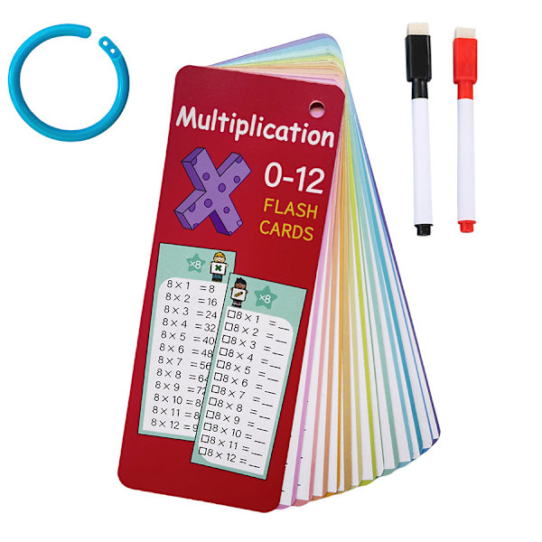 Tabellkort 0-12 gånger, multiplikationstabell, verktyg för självtest i matematik, Montessoriträning, läroböcker