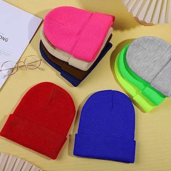 Pakke med 8 luer strikket luer for menn og kvinner Pullover luer Candy-C