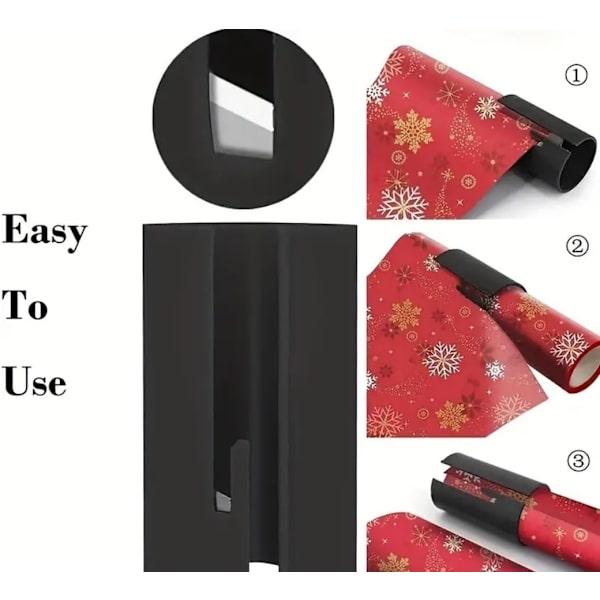 Wrapping Paper Cutter,Presentinslagningspappersskärare,Enkel snabb och säker rullskärare, Finger Safety Cutter,Papperskupong,Julklapp Holiday Wrapping Svart