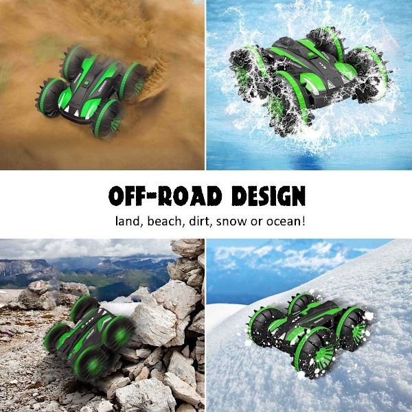 Lelut 6–10-vuotiaille pojille, amfibio RC-auto lapsille, 2,4 GHz:n kauko-ohjattava vene, vedenpitävä RC-monsteriauto, temppuauto, 4WD-kauko-ohjattava ajoneuvo Gi