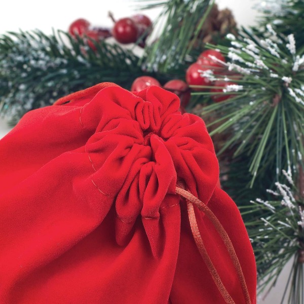 Julklappspåsar 5 st liten flanellpåse med dragsko Medium Storlek Bra för julfester