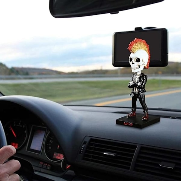 Luuranko Pääkallo Pään Ravistava Nukkekoriste Figuriini Auto Pään Ravistava Luuranko Patsas Koriste Sarjakuva Hartsi Figuriini Autokoristeet (18.3X6.9X6.7CM)